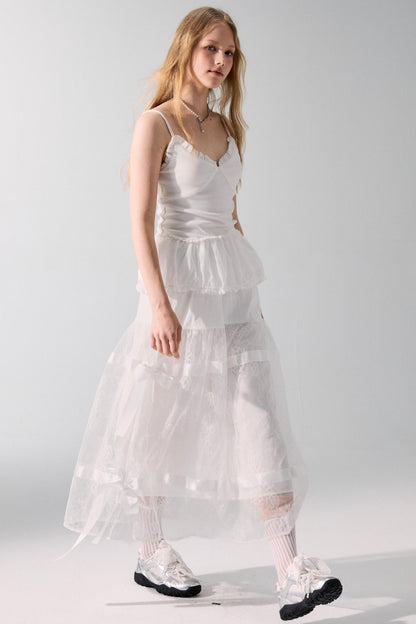 Romantic Bow Detail Long Skirt