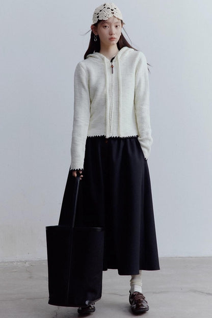 Cream Hooded Sweater Jacket