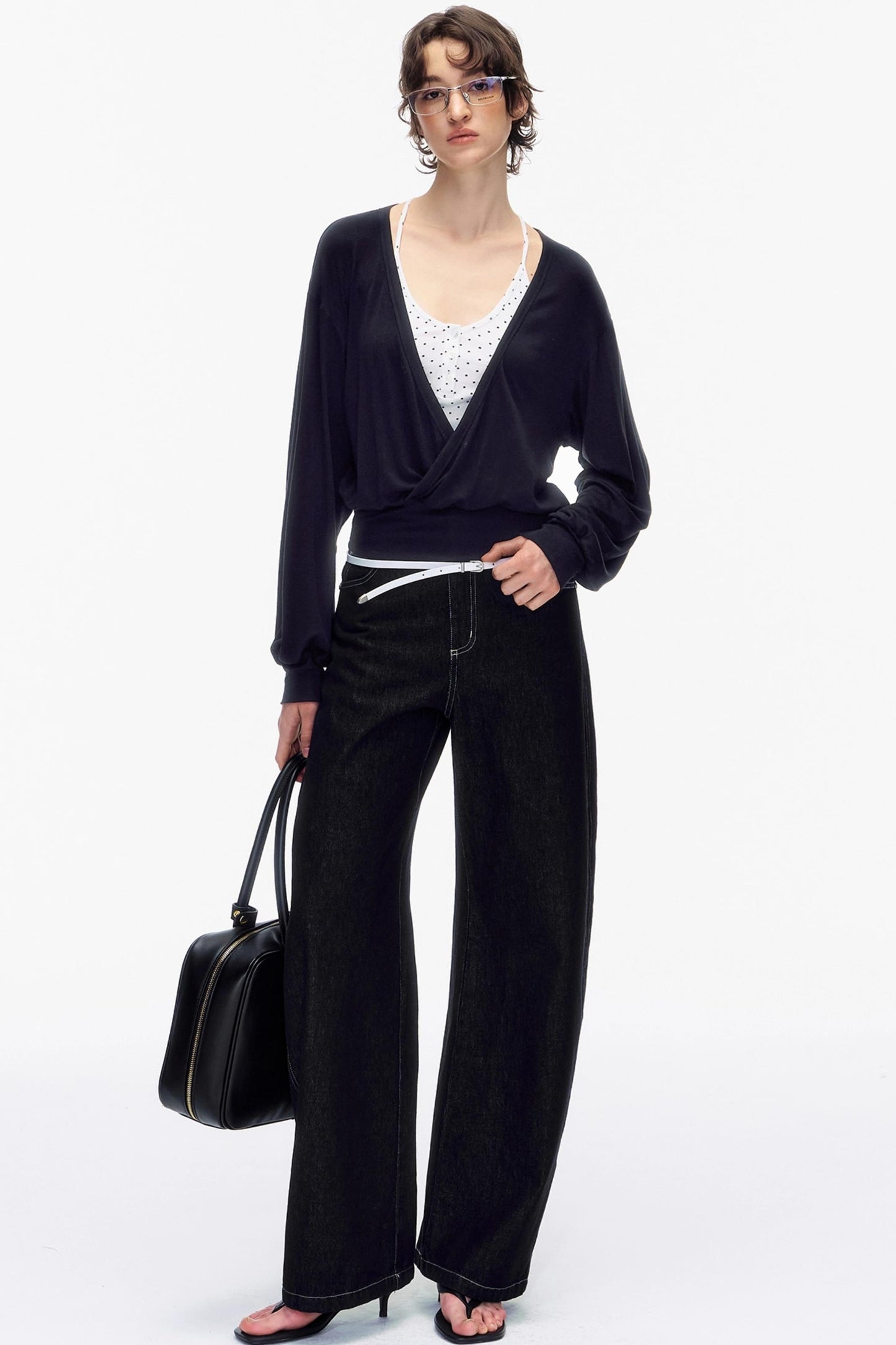 V-Neck Swing Collar Top