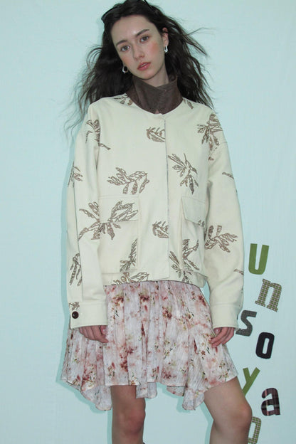 Embroidered Silver Cargo Coat