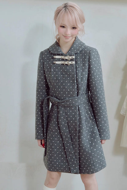 Retro Polka Dot Woolen Coat