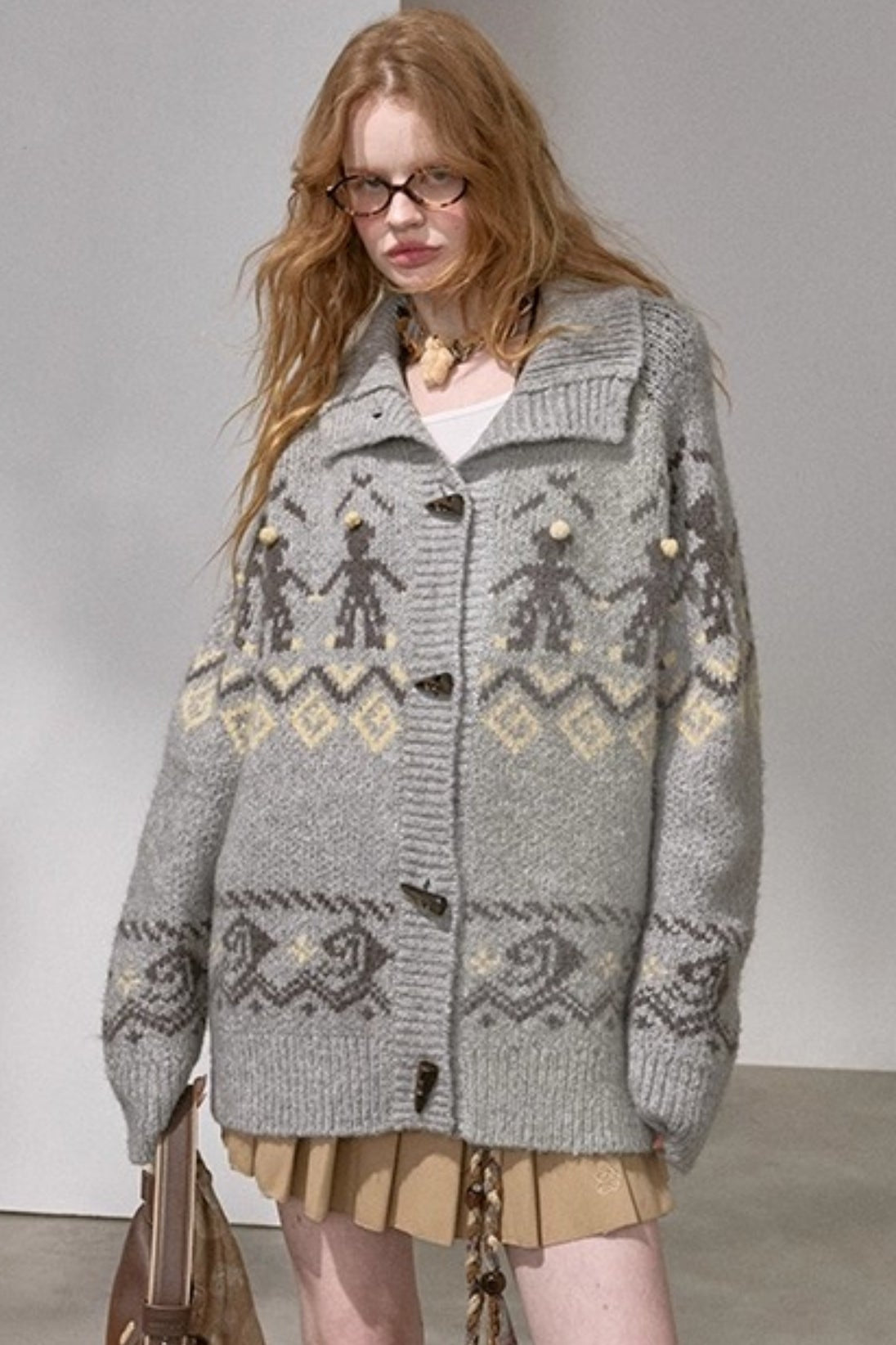 Pom-Pom Knit Cardigan Jacket