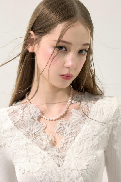 Lace Floral V-Neck Top