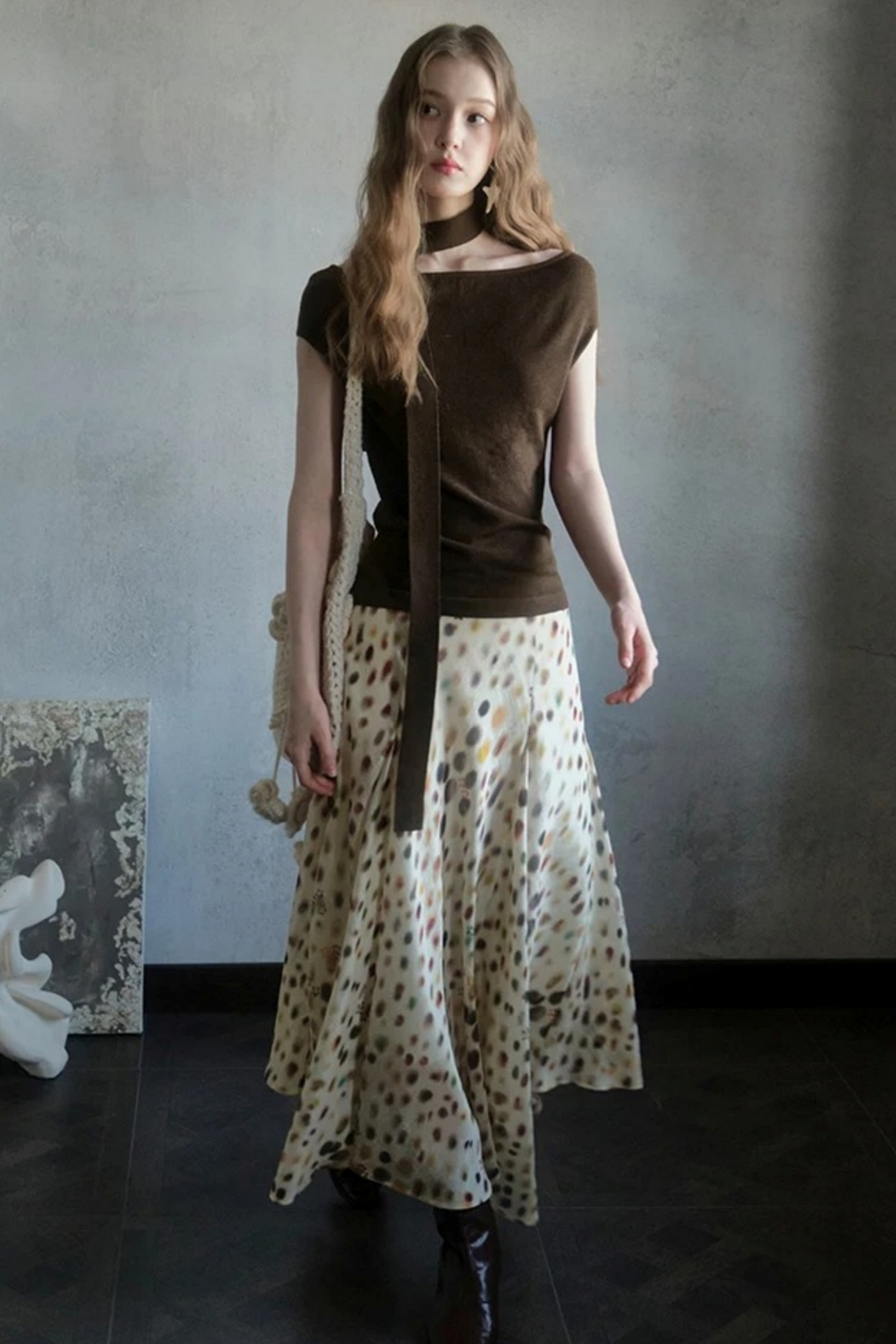 Artistic Polka Dot Asymmetrical Skirt