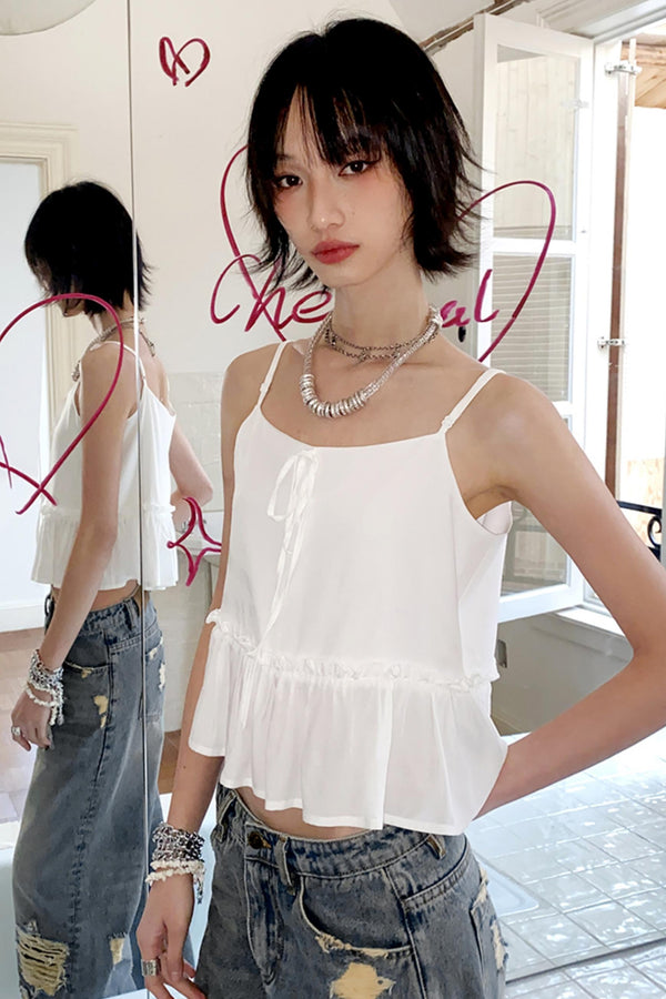 Pure White Suspenders Top