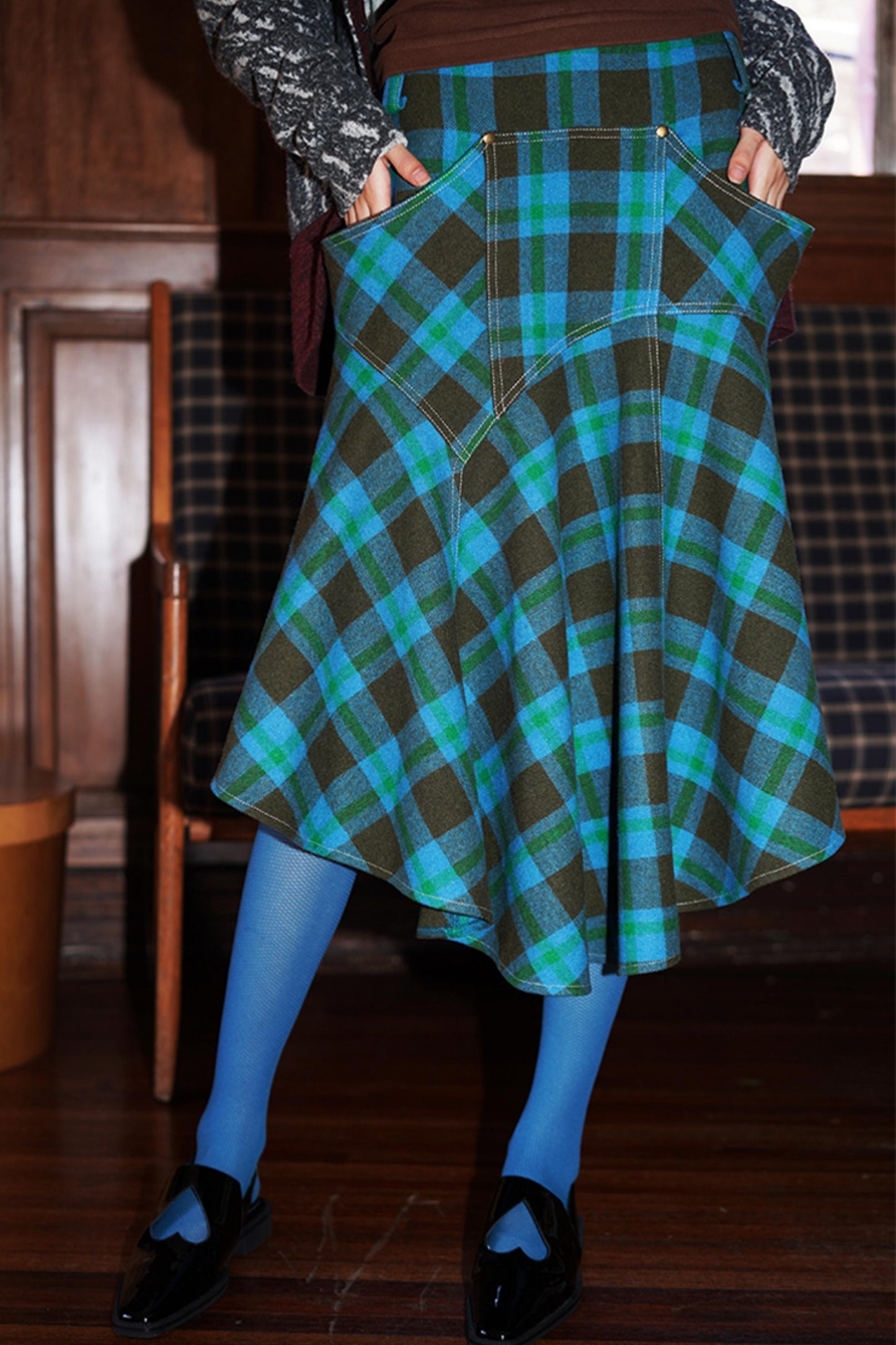 Vintage Check Wool-Blend Skirt