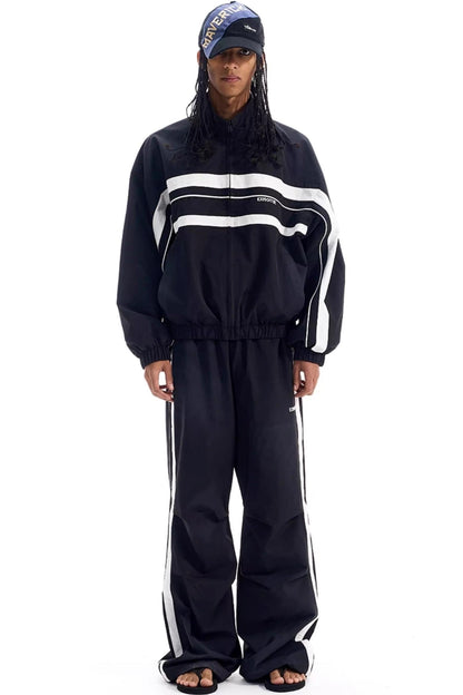 Color-Blocked Distressed Sports Jacket