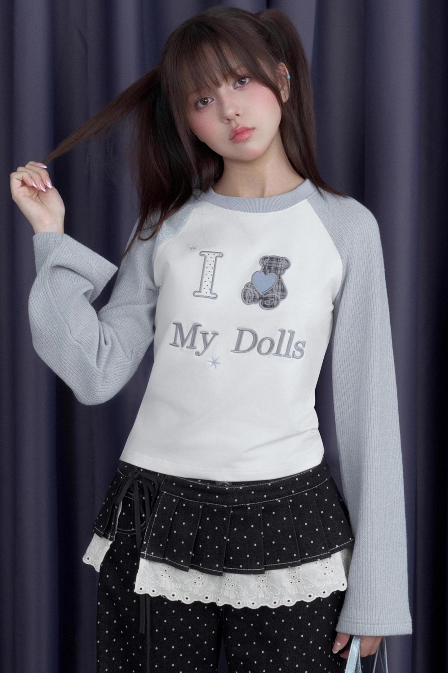 Detachable Skirt Polka Dot Jeans