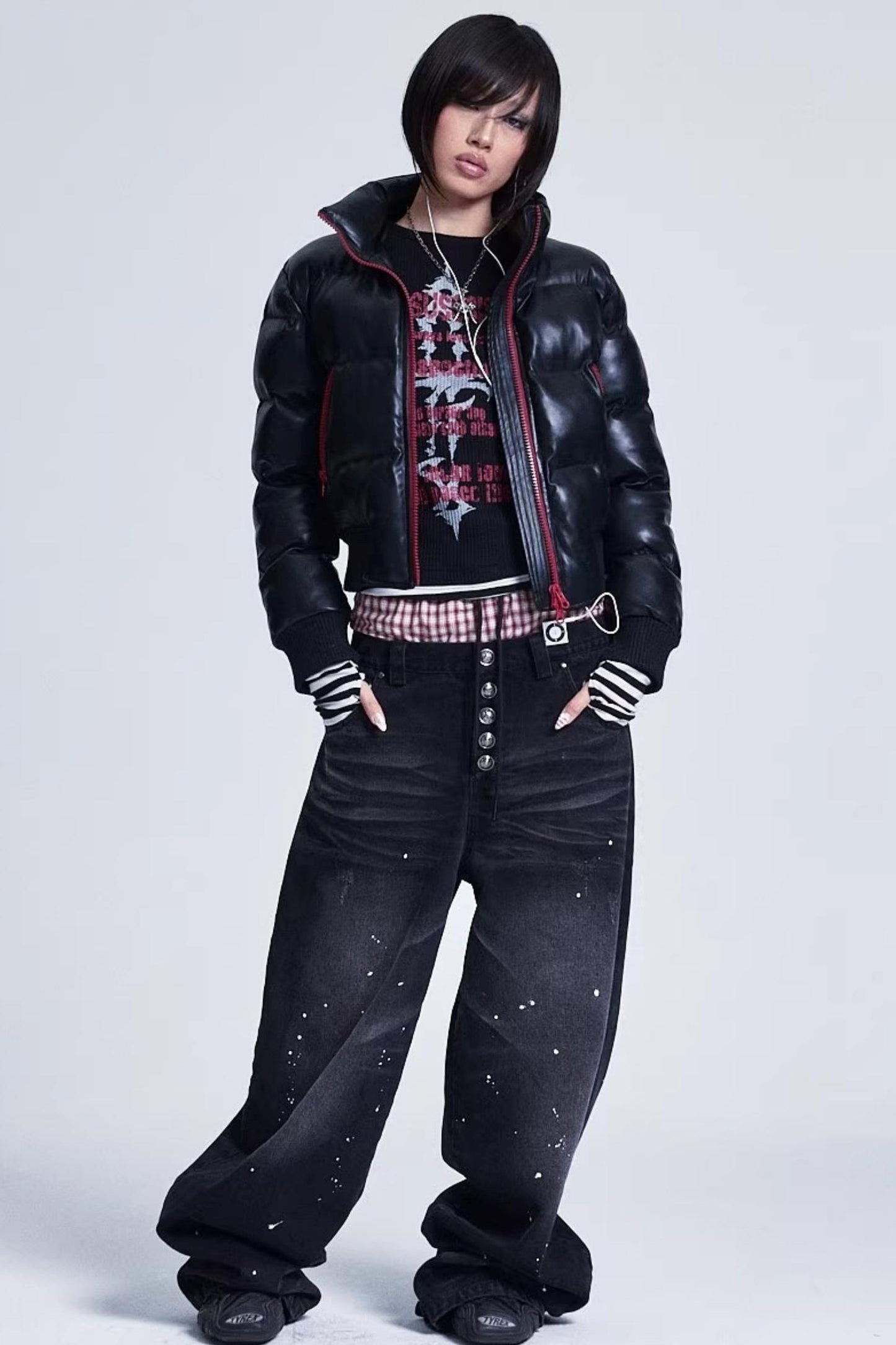 Distressed Ink Wash Baggy Pants