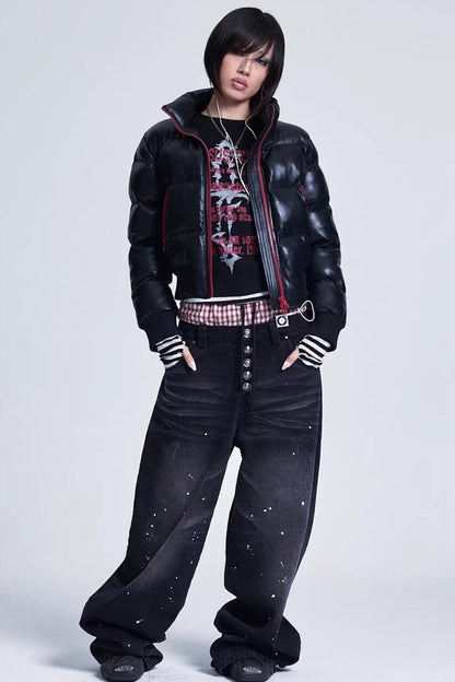 Distressed Ink Wash Baggy Pants