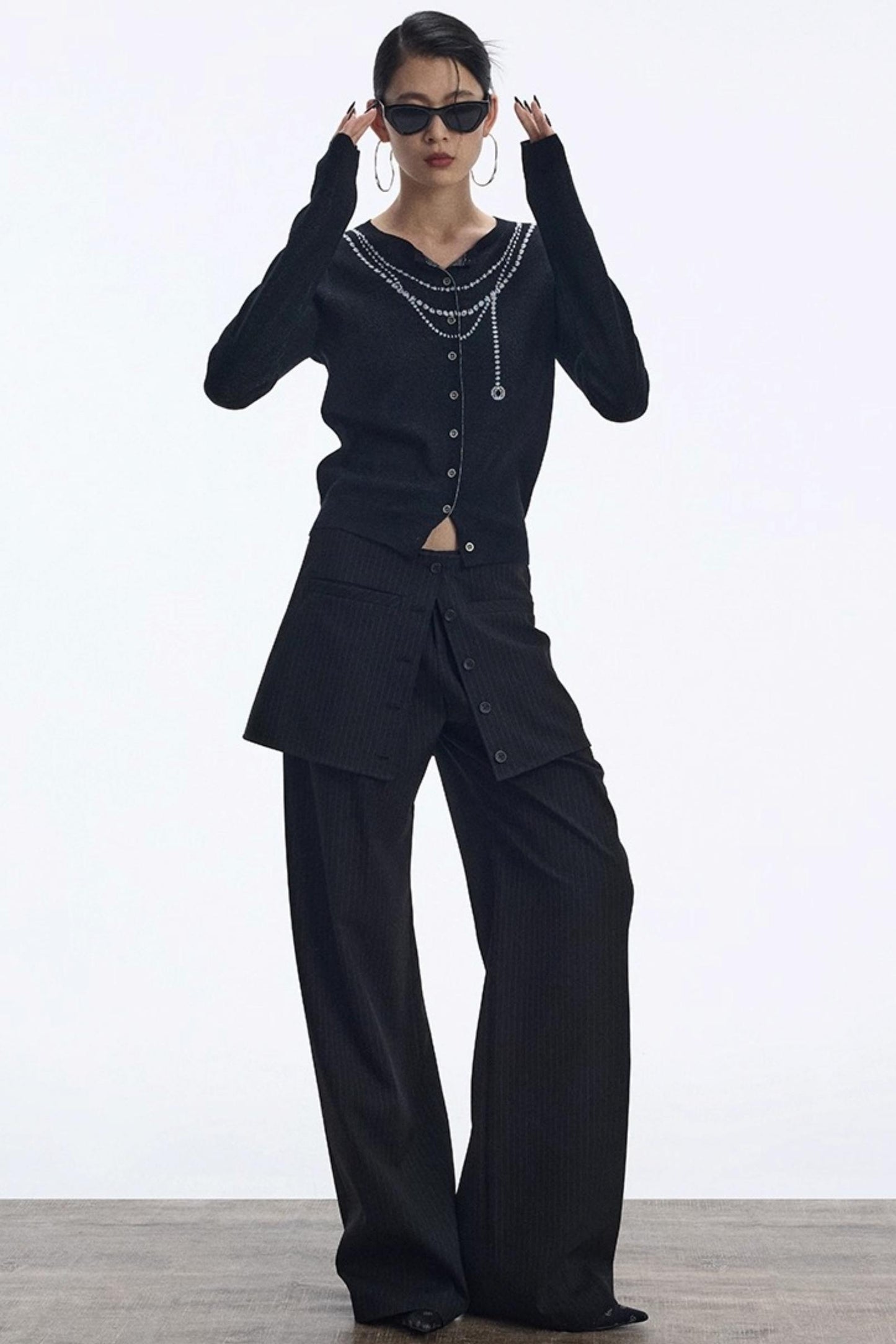 Contrasting Pearl Cardigan