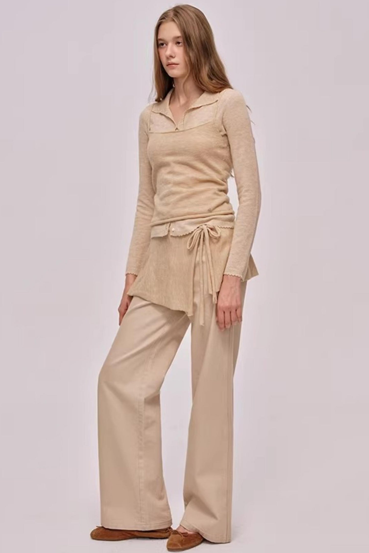 Custom-Dyed Pink Apricot Denim Pants