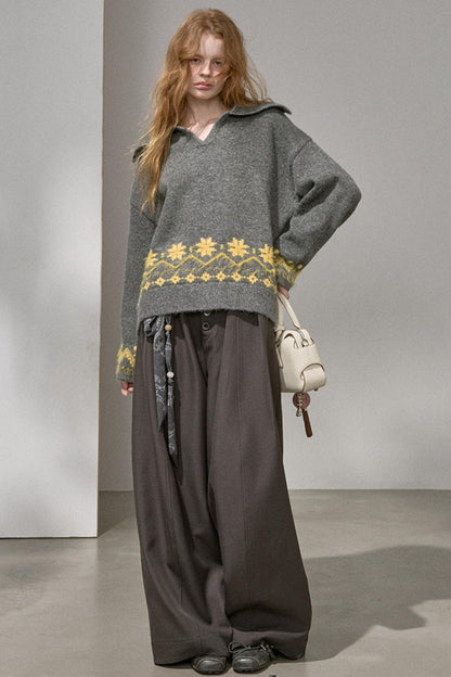 Fair Isle Beaded Sweater Top