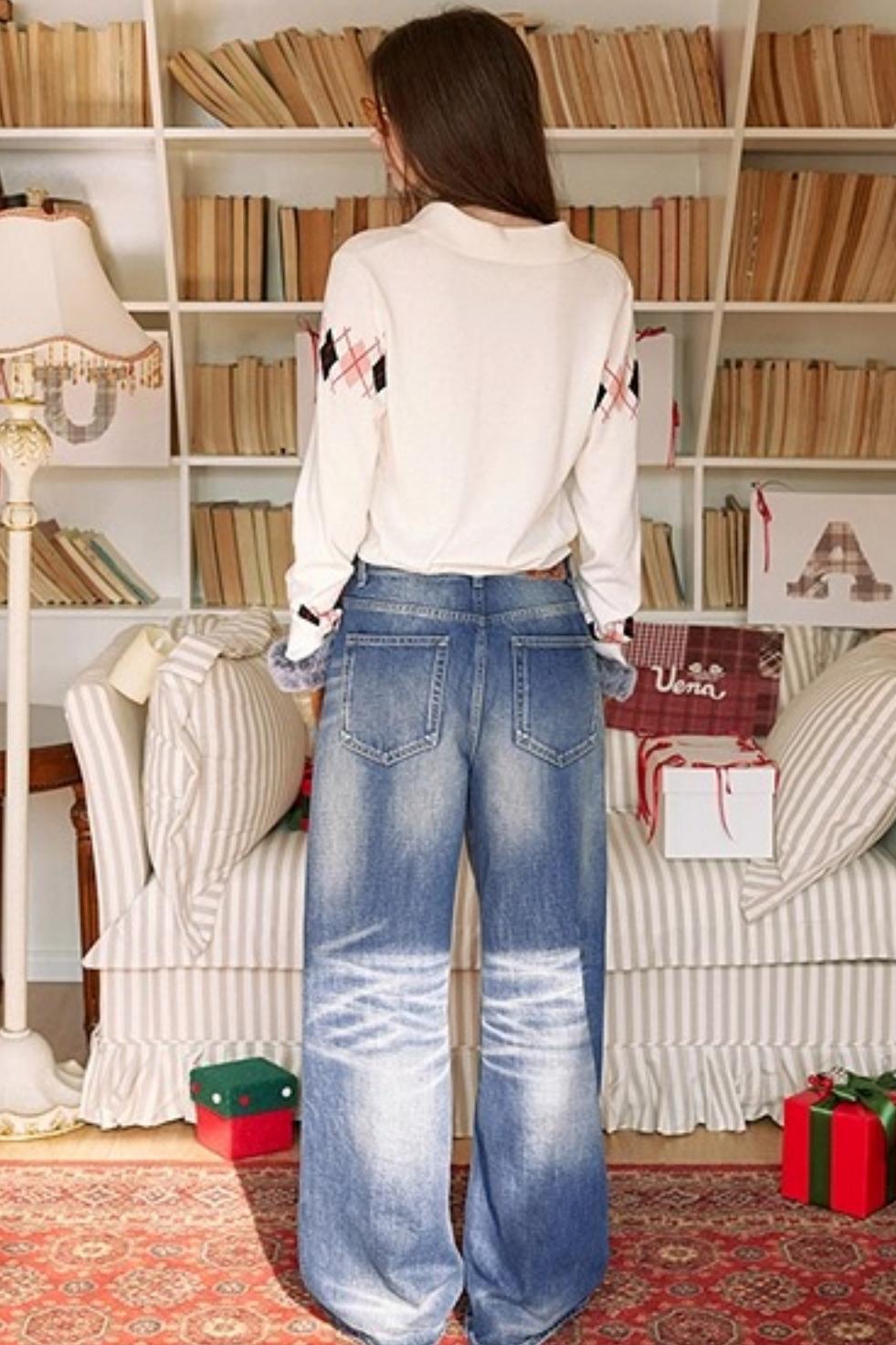 White Diamond Wool Knit Sweater