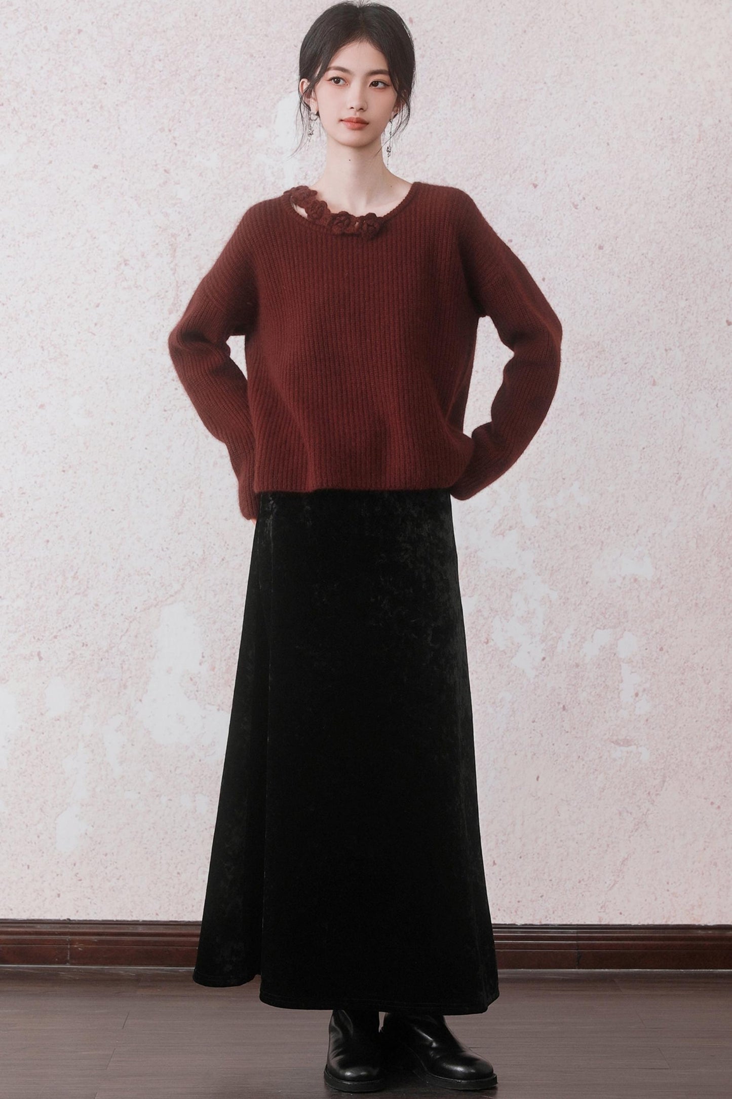 Elegant Red Knit Pullover