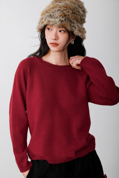 Berry Red Knitted Vest Sweater
