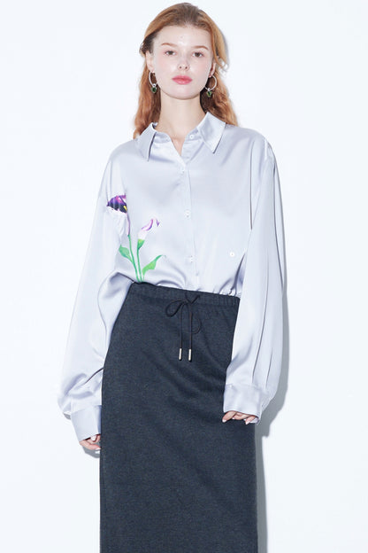 Silky Satin Calla Lily Blouse
