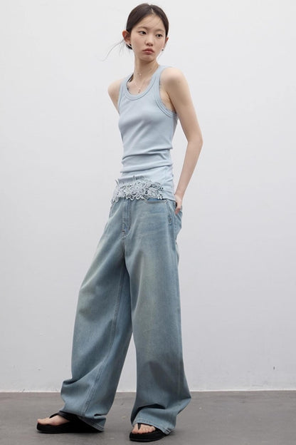 Vintage Light Blue Wide-Leg Jeans