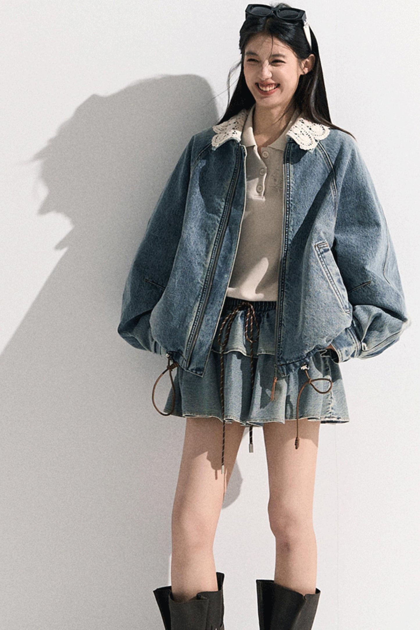 Vintage Crochet Denim Jacket Set-Up