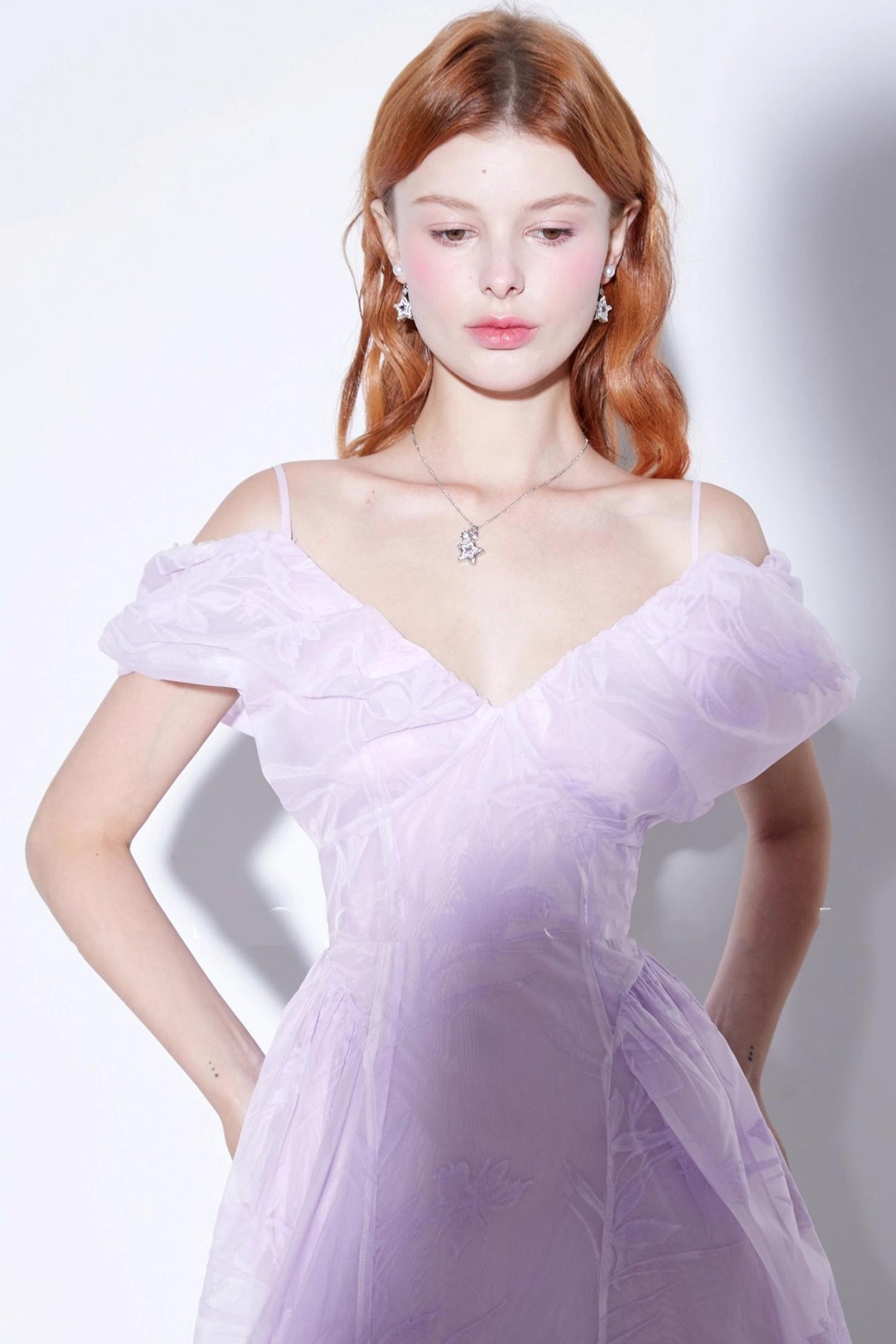 Starry Pavé Zircon Pendant Earrings Set