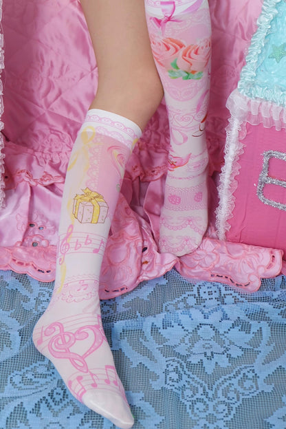 Vintage Print Mid-Calf Socks