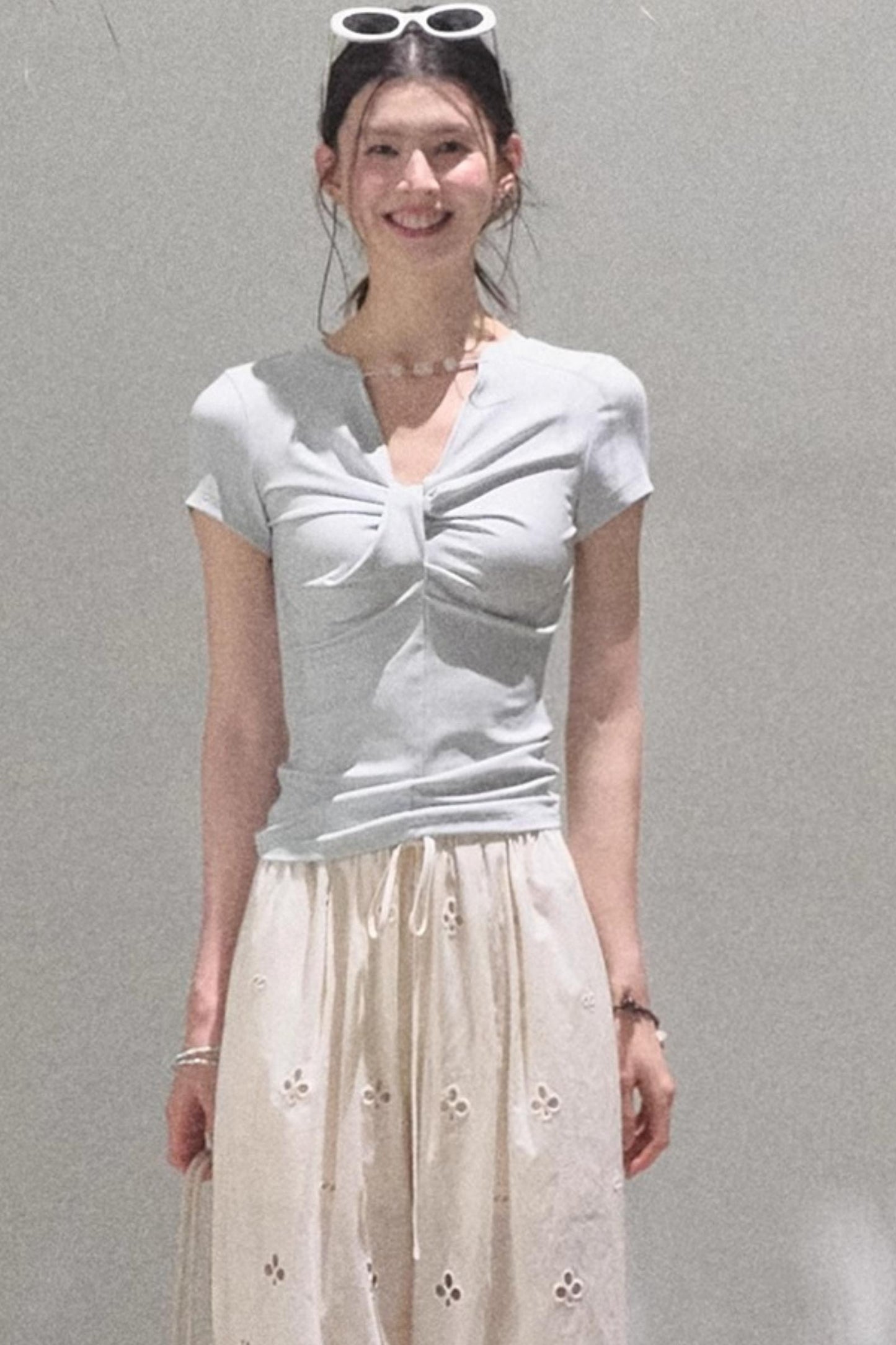 V-Neck Beaded T-Shirt