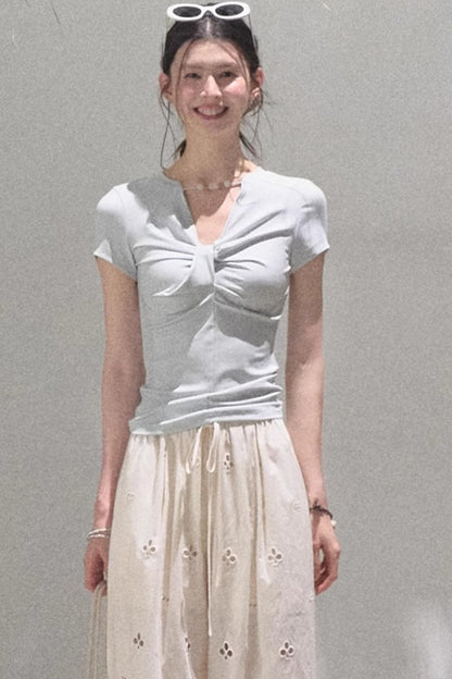 V-Neck Beaded T-Shirt