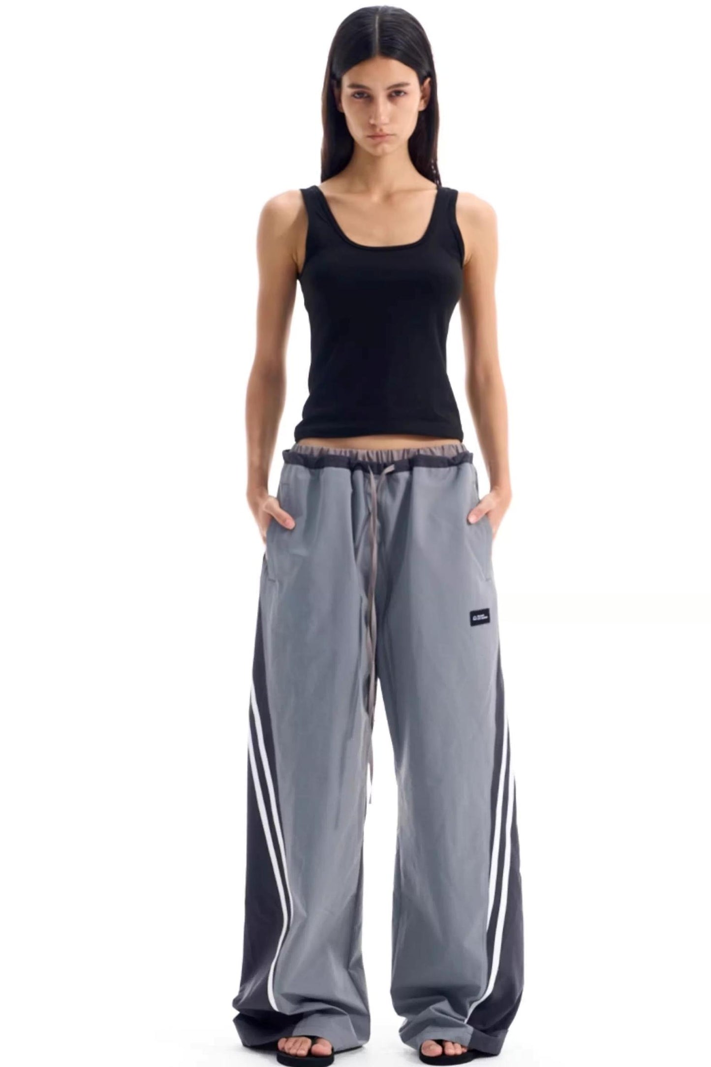 Contrast Striped Patchwork Pants