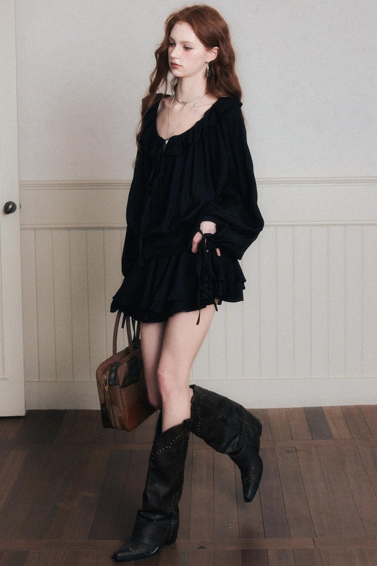 Black Chiffon Satin Dress