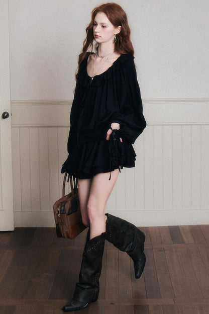Black Chiffon Satin Dress