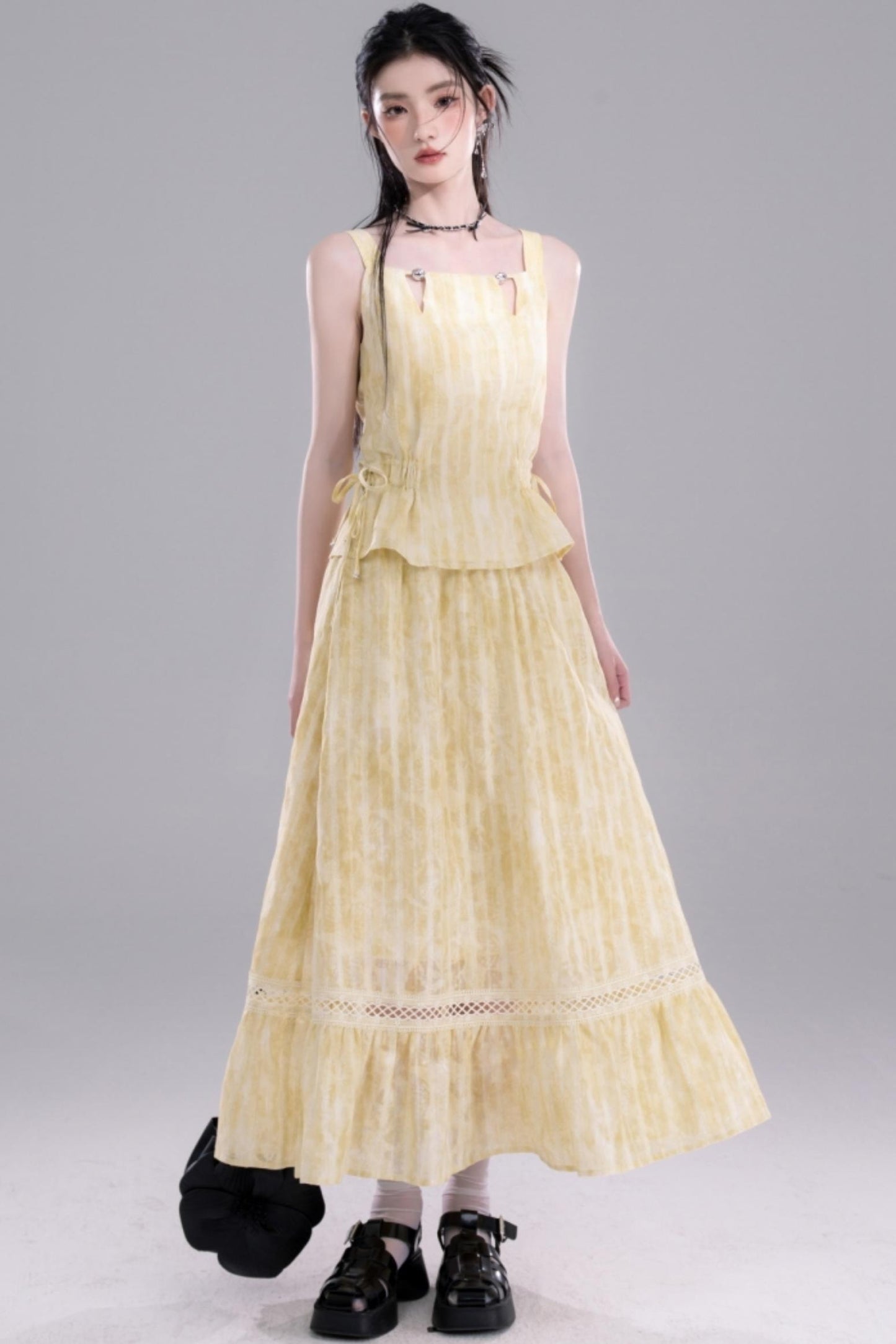 Sandalwood Drawstring Ensemble Skirt Set-Up