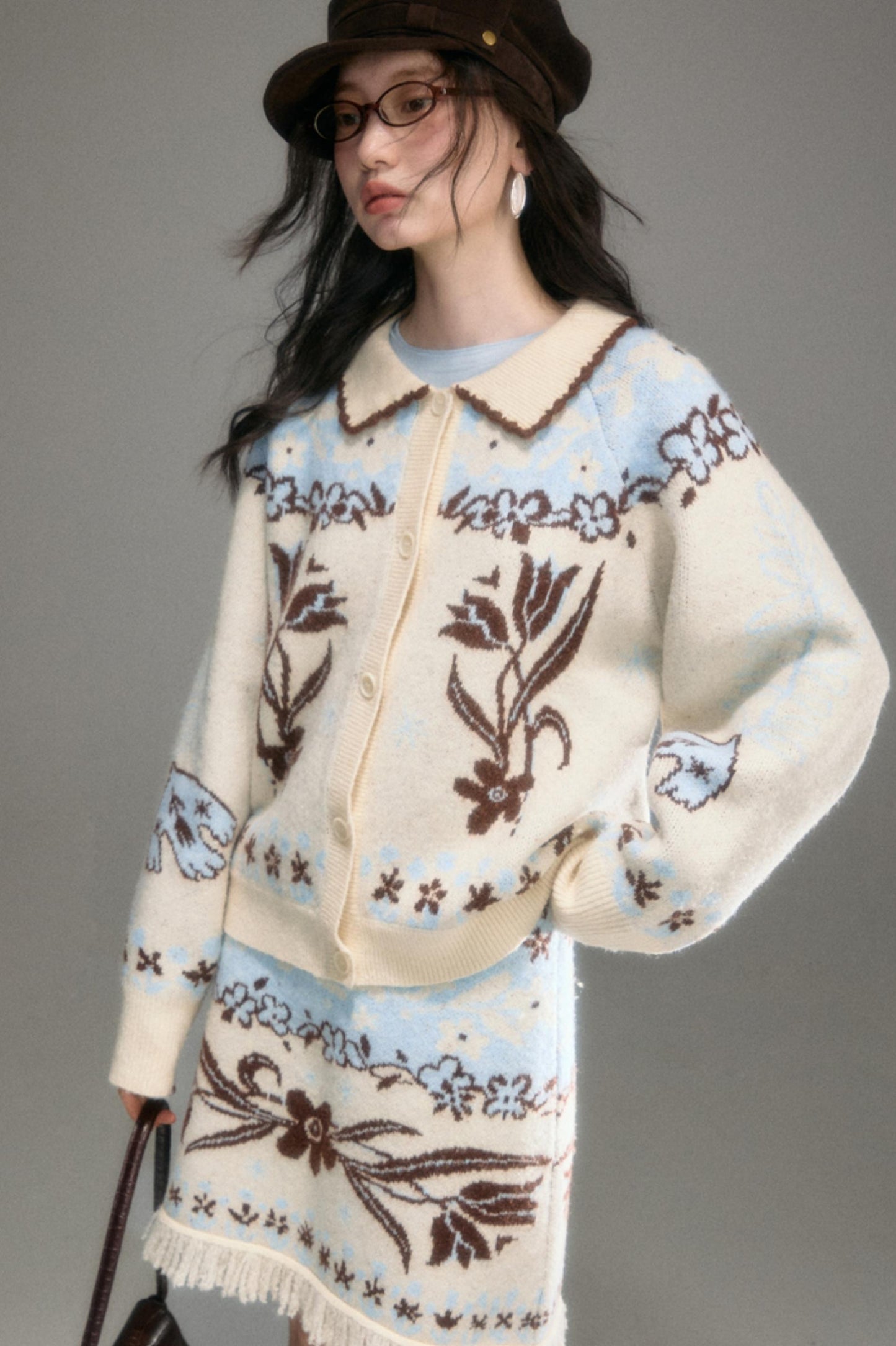 Paradise Jacquard Tulip Cardigan Set-Up