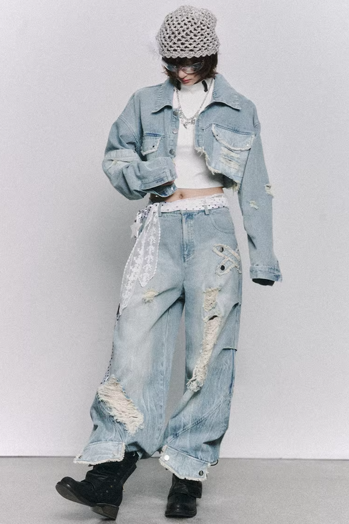 Retro Washed Wide-Leg Jeans