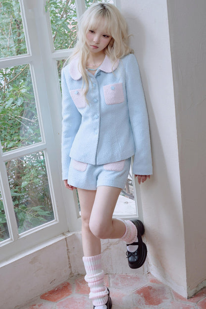Star Button Tweed Jacket Set-Up