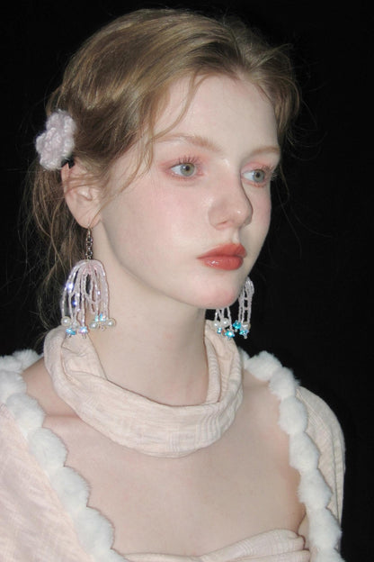 Tassel Pearl Bow Earrings