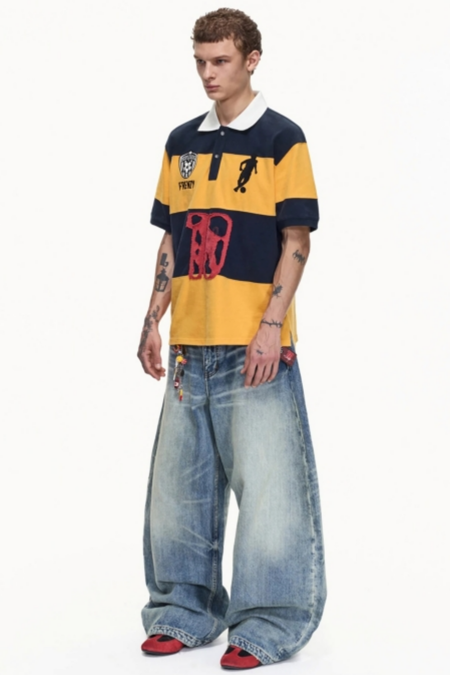 Black and Yellow Striped Polo