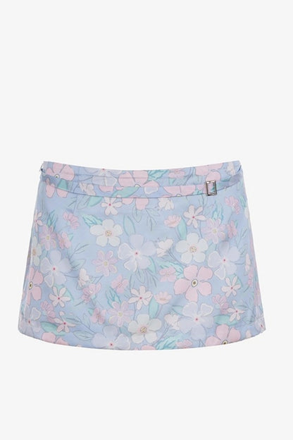 Colorful Floral Low Waist Micro A Hip Slimming Skirt