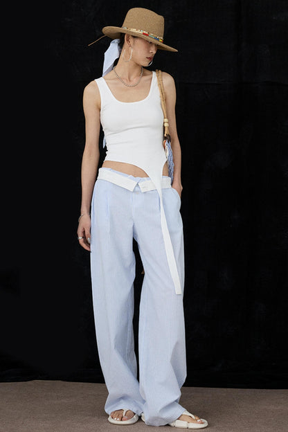 Blue Wide-Leg Pants