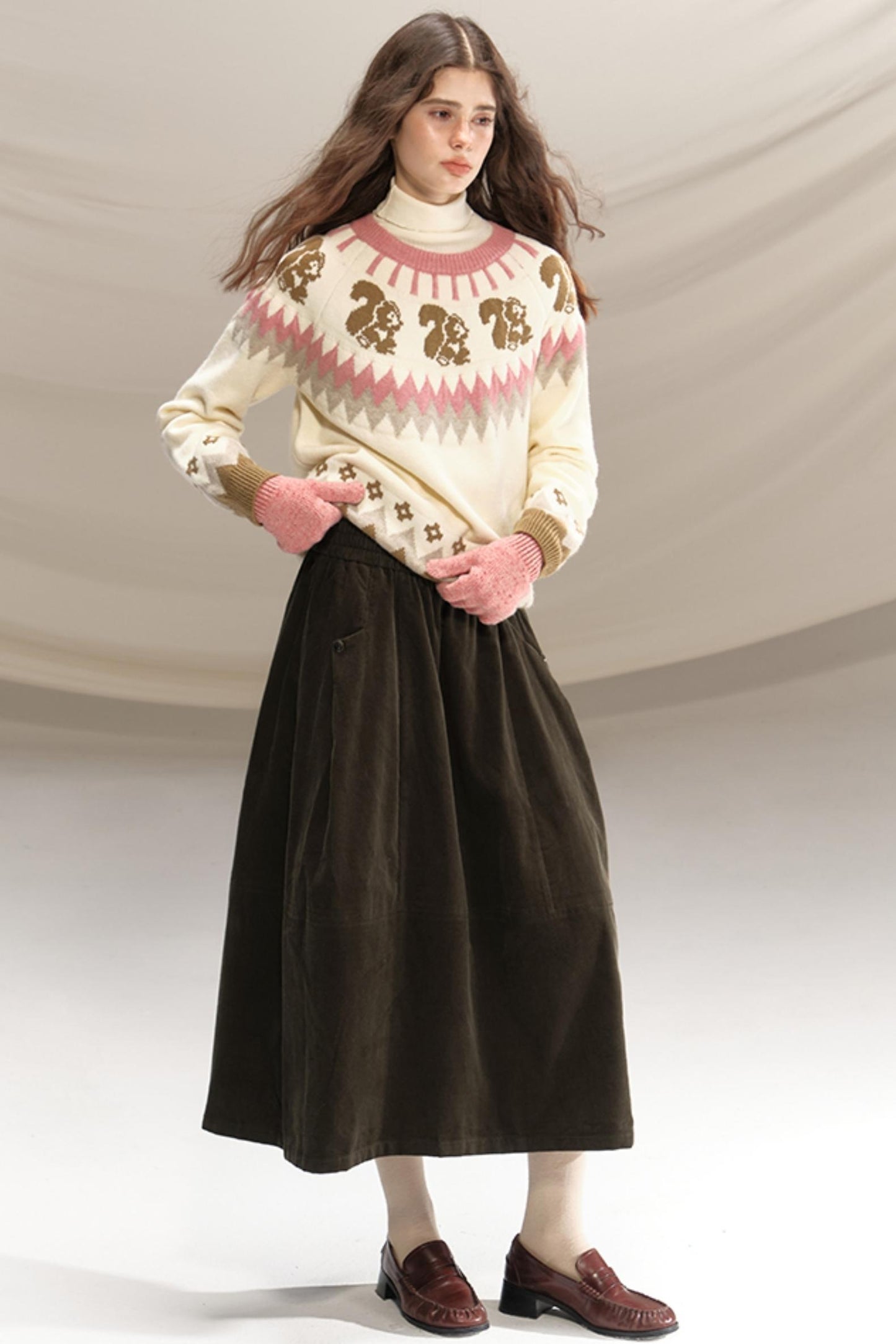 Retro Green Pleated Skirt