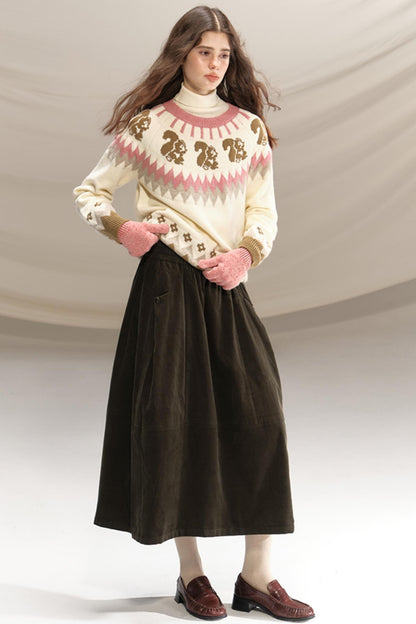 Retro Green Pleated Skirt