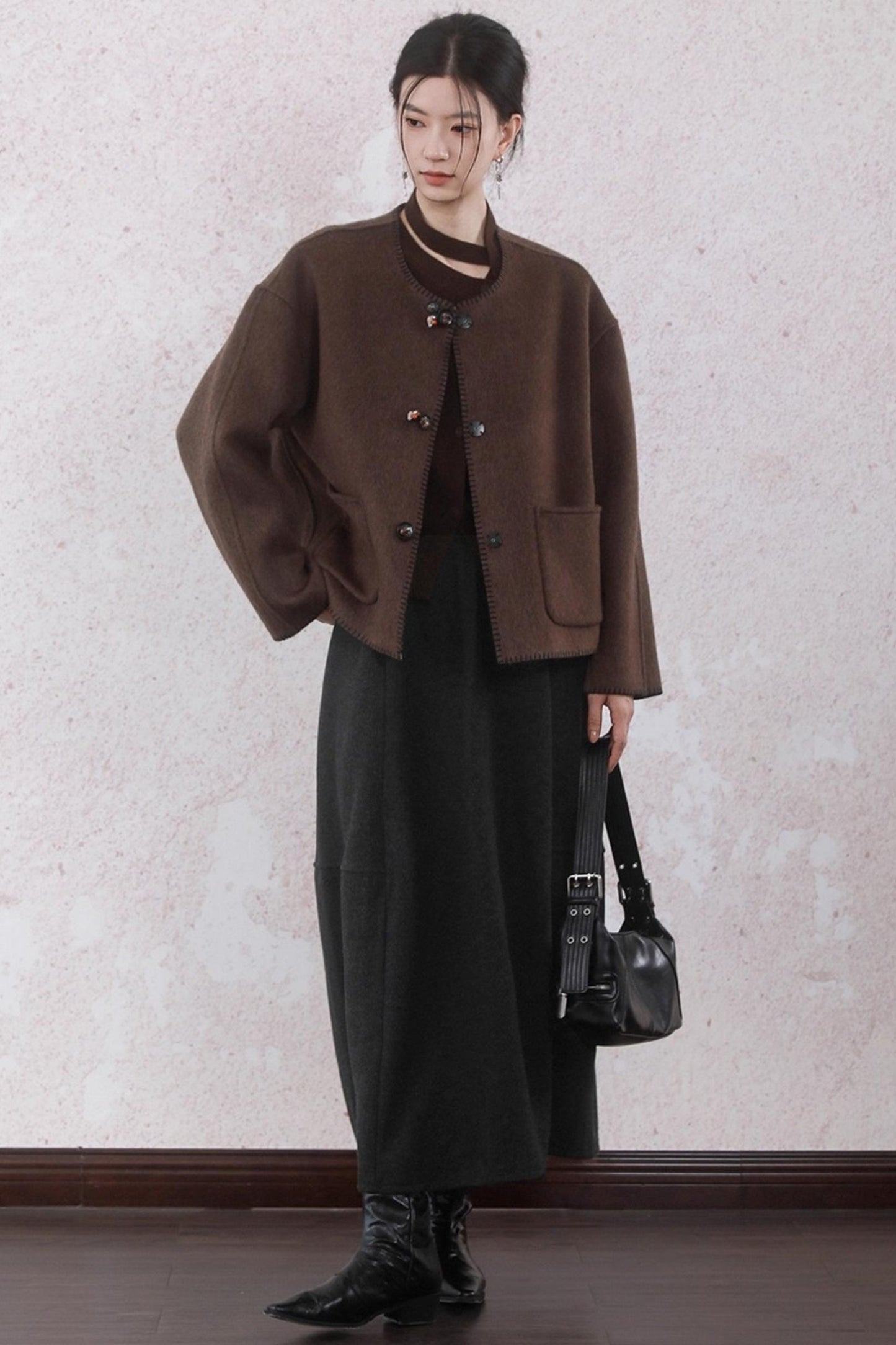 Gray Faux Tweed Warm Bud Skirt