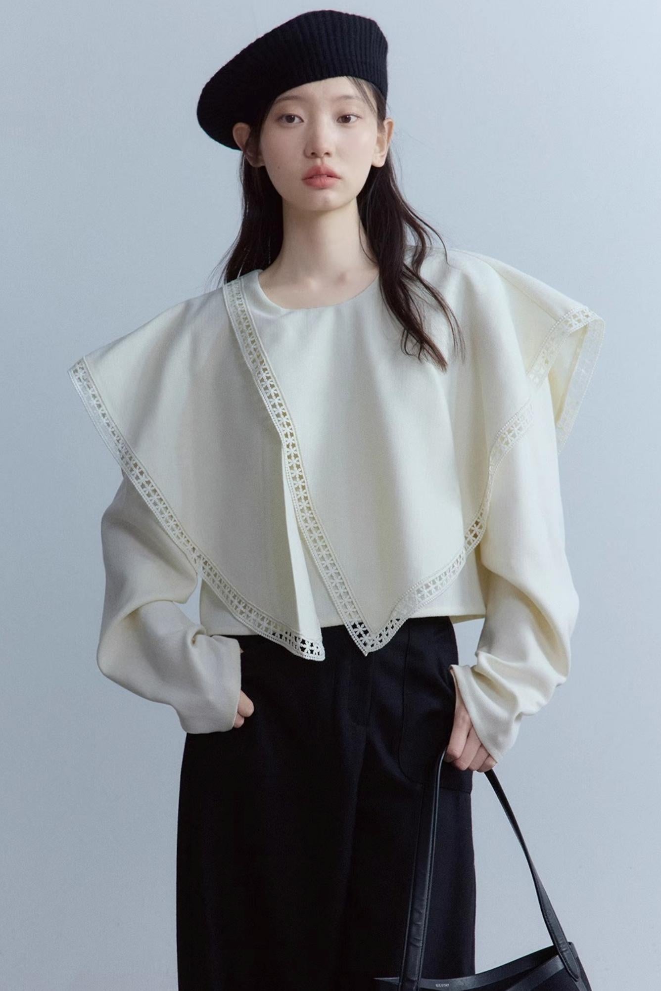 Off-White Asymmetrical Wool Top