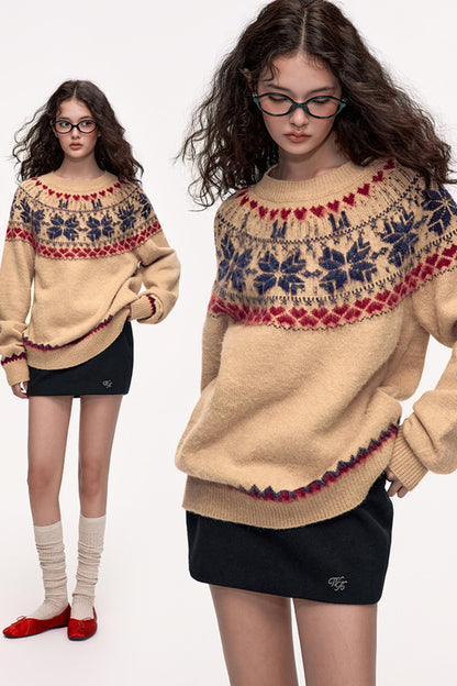 Fair Island Jacquard Knit Sweater Top