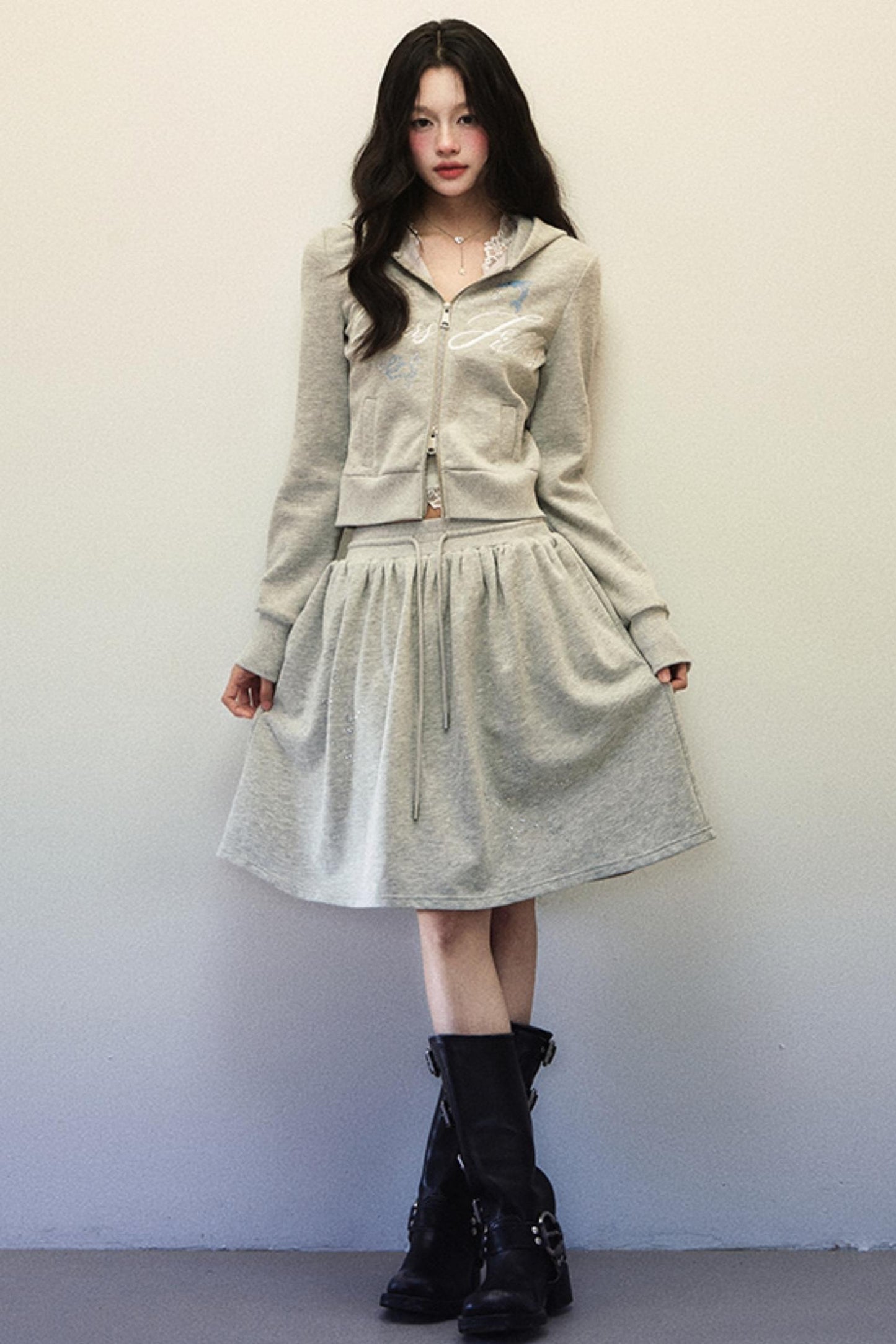 Chic Two-Piece Hoodie & Skirt Set-Up