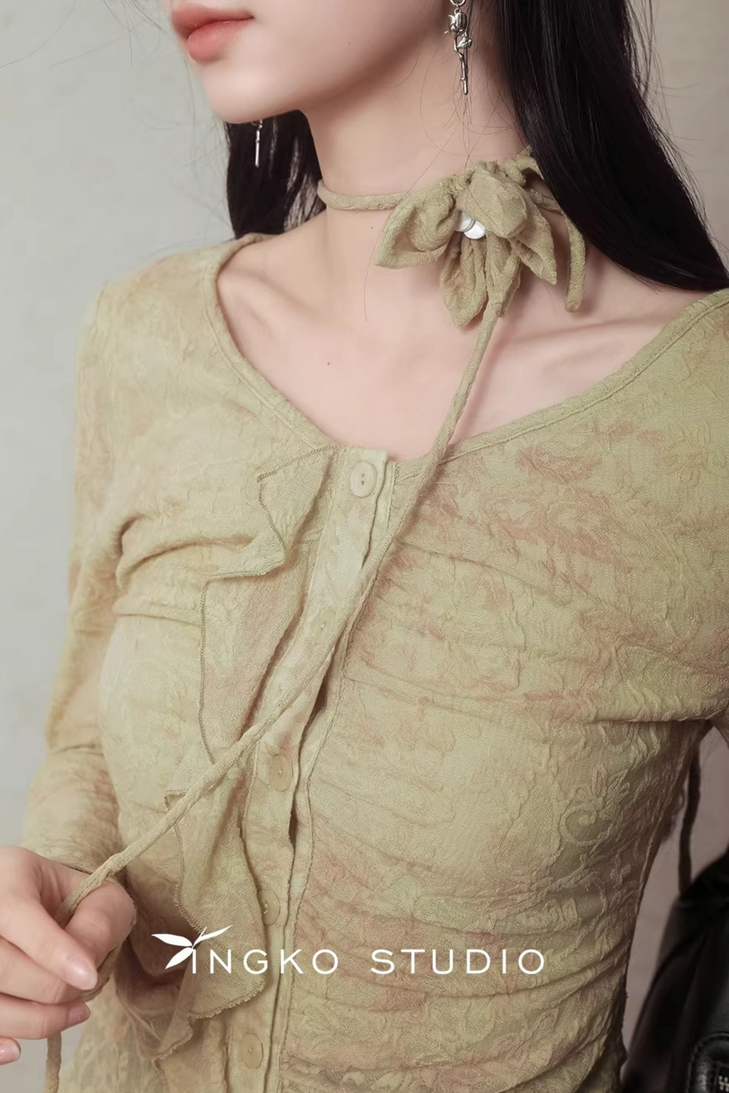 Spring Bud Green Floral Top