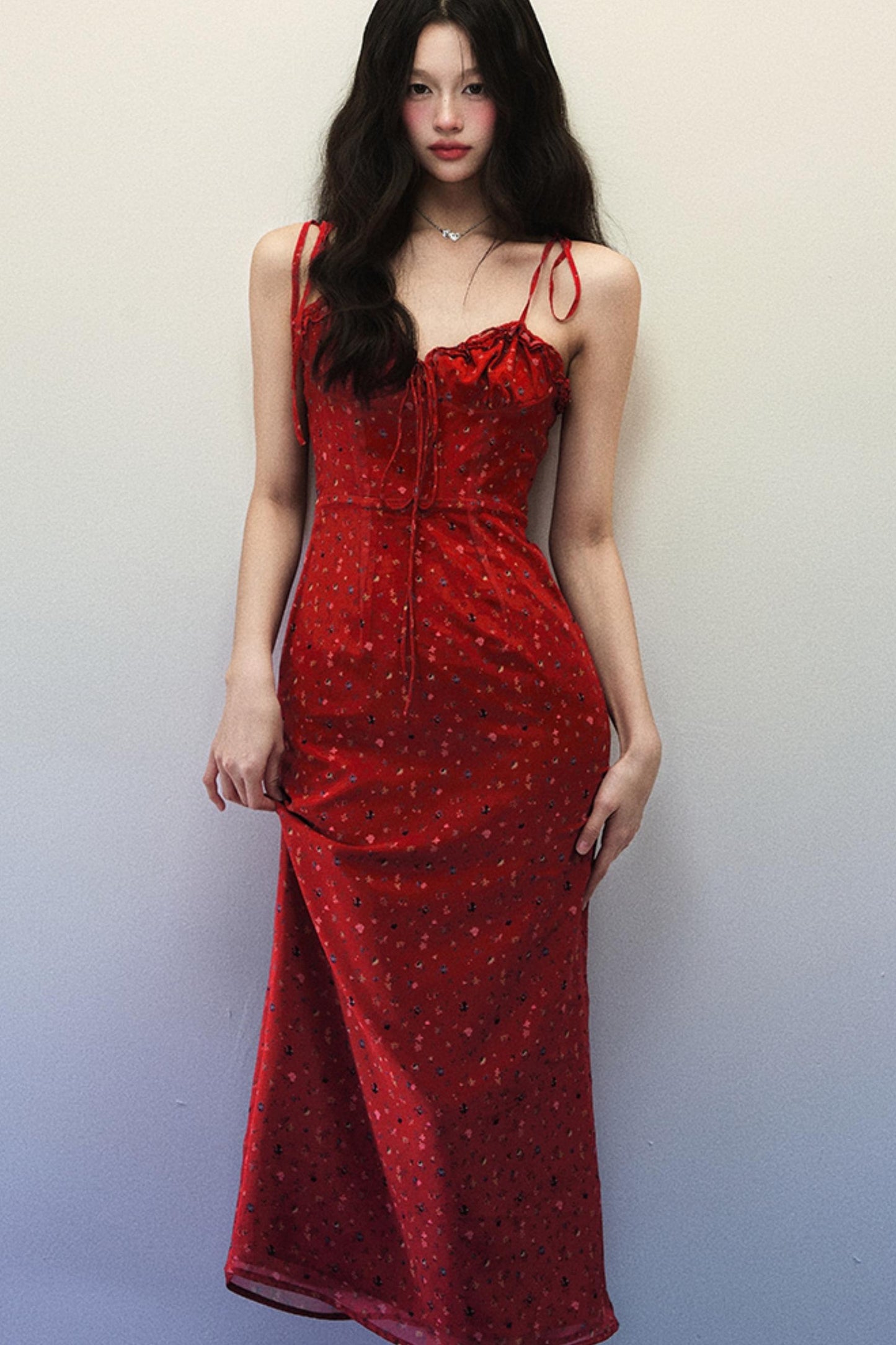 Classic Pink Floral Summer Sling Dress