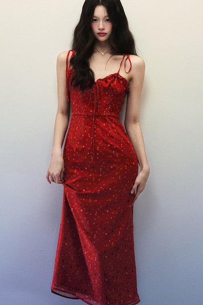 Classic Pink Floral Summer Sling Dress