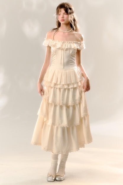 Lady Bird Vintage Beige Cake Dress