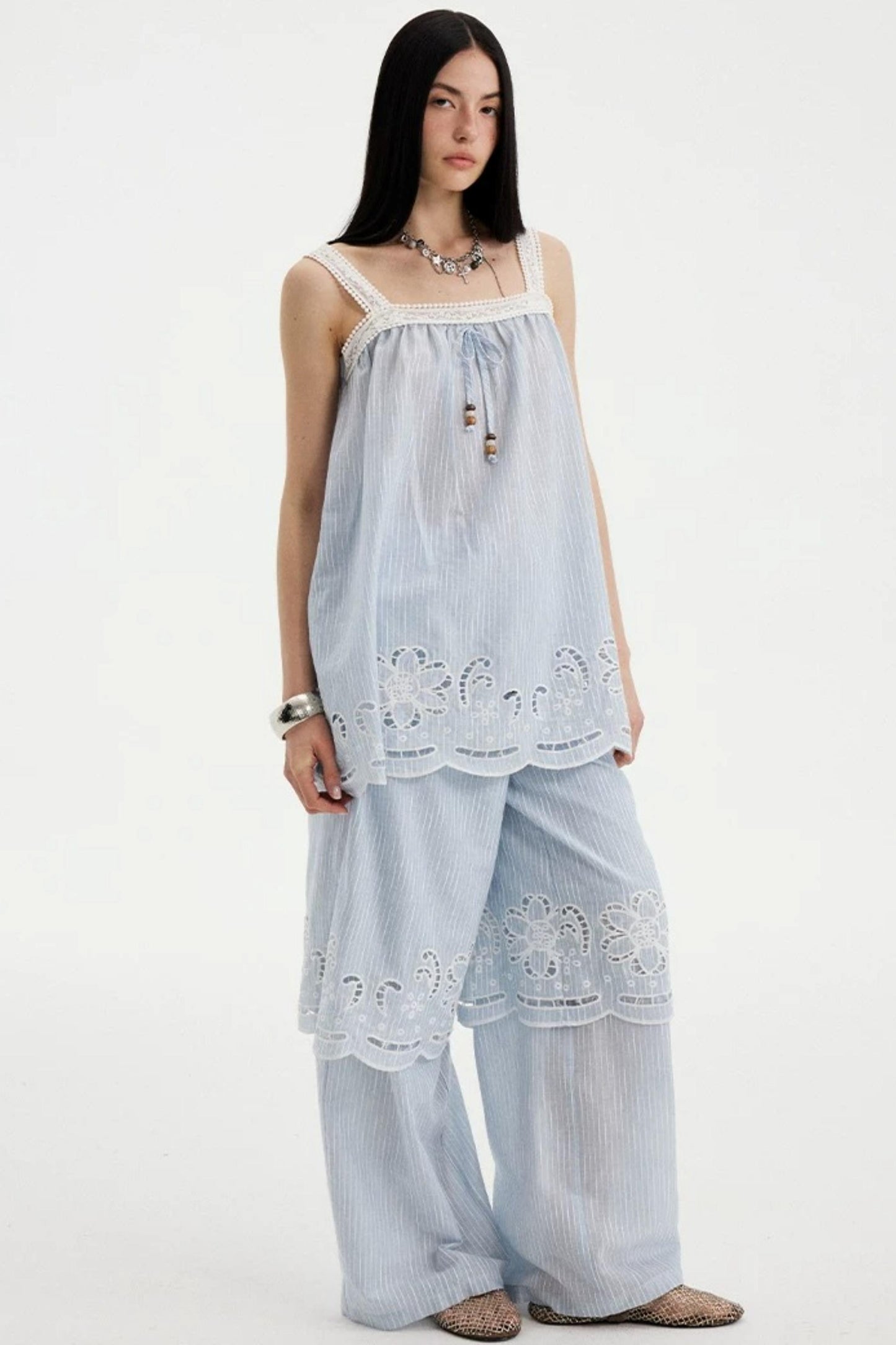 Embroidered Cutout Camisole Set-Up