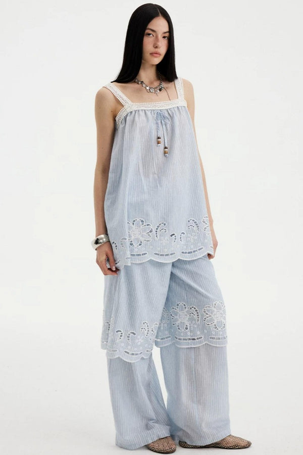Embroidered Cutout Camisole Set-Up